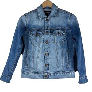 Vintage Lucky Brand Denim Jacket Womens S Medium Wash Trucker Retro Distressed